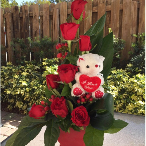 teddy bear flower arrangement near me