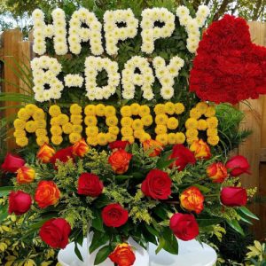 Personalized Flower Arrangement “HAPPY BDAY (Name – Up To 6 Letters)” Birthday flowers