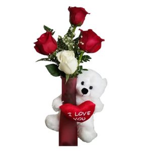 Bear, Balloon & Roses Love Flowers