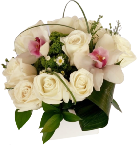 White Funeral Spay with Roses