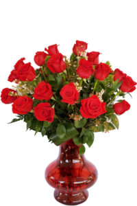 24- red roses vase