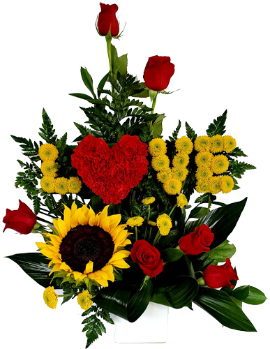 LOVE-flowers-con-girasoles-y-rosas birthday flowers - Love Flowers Miami