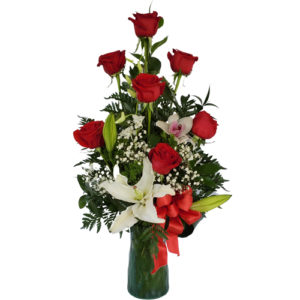 Roses & Lilies In A Beautiful Vase Love Flowers