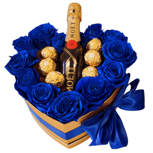Blue-Roses-Heart-with-Champagne