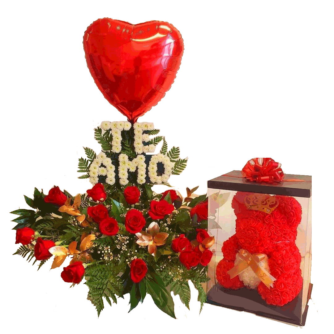 logboek jam barrière 3 ft. Tall TE AMO Letters made out of Natural Flowers (Teddy Bear not  included) - Love Flowers Miami