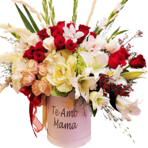 Personalized-Flower-Box-with-Red-Roses-Orchids-Lilies2
