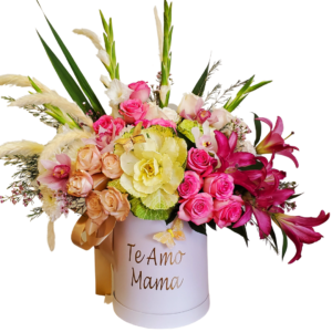 Personalized Flower Box with Roses Orchids Lilies
