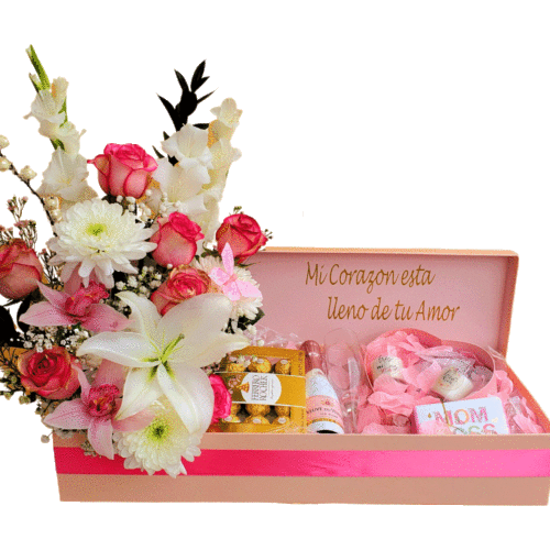 Personalized-Flower-Garden-Box-with-Mini-Champagne-Chocolates-Candles-REV
