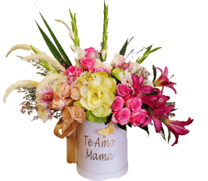 personalized Pink and white flowers box Te Amo mama