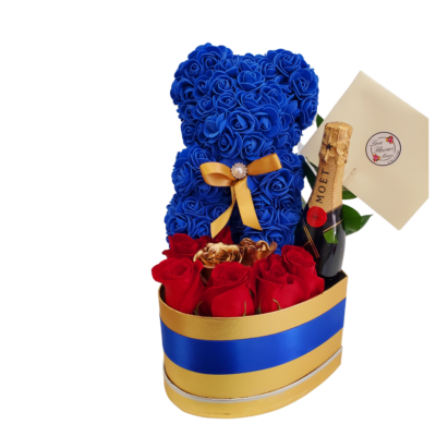Gifts for Him Blue teddy bear and roses