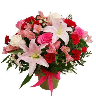 Lilies and Roses Flower Arrangement