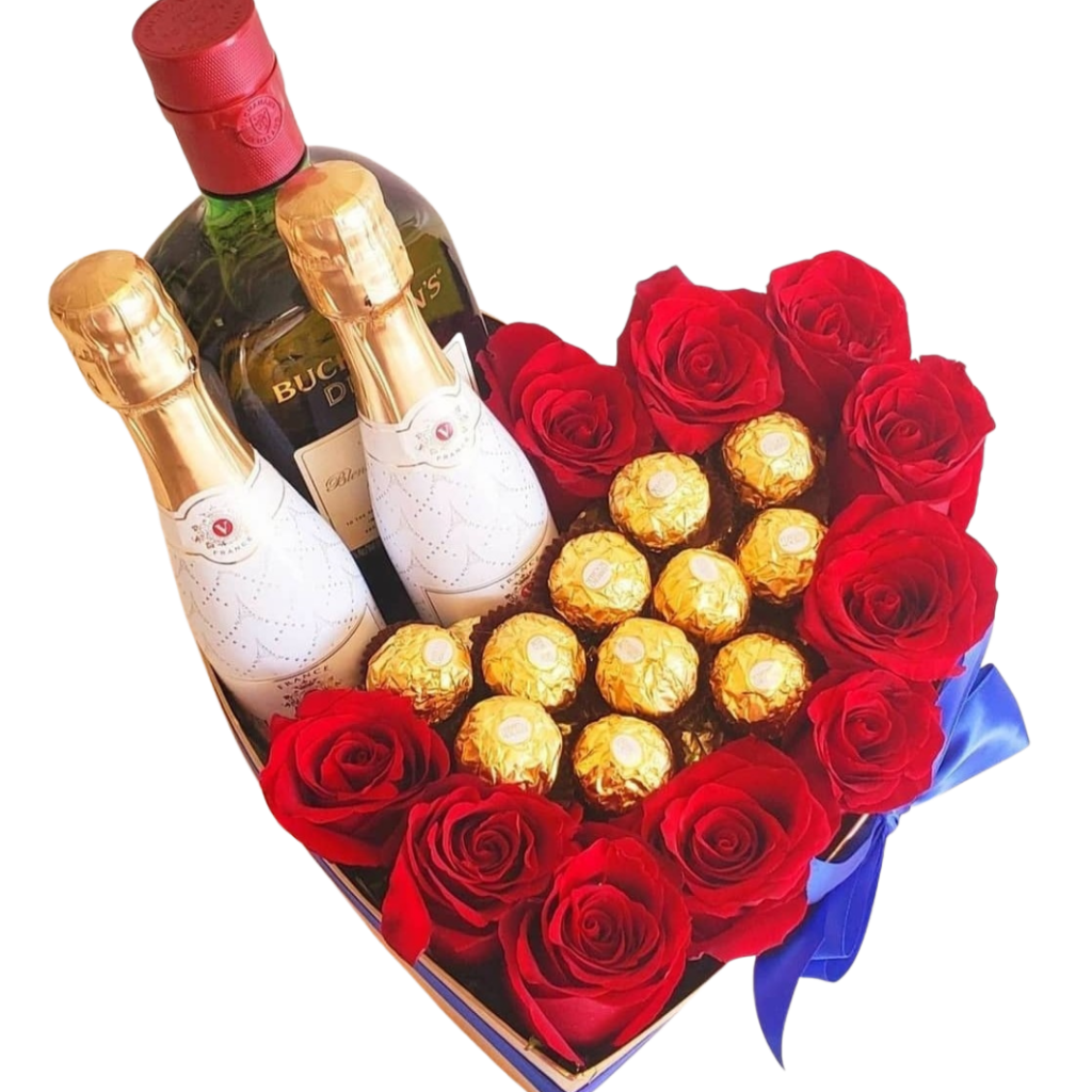 Red Roses Heart With Chocolates