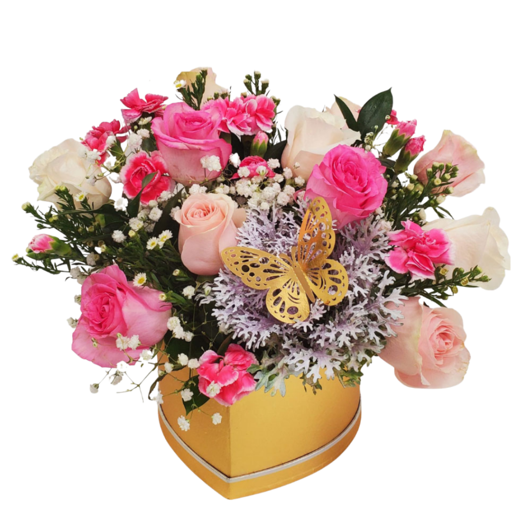White and pink roses flowr arrangement