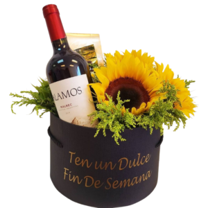 beautiful wine box with sunflowers
