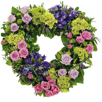 purple-funeral-heart-with-purple-and-pink-roses