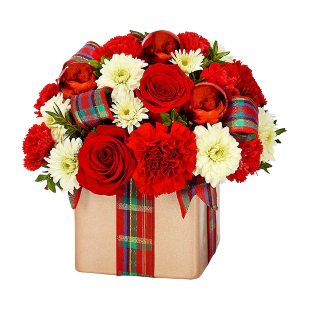 Christmas gift with roses