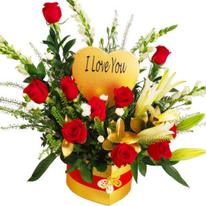 Red-Roses-Lilies-Personalized-Flower-Arrangement