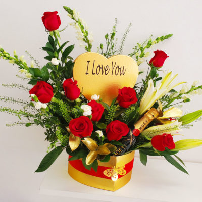Red-Roses-Lilies-Champagne-Flower-Arrangement