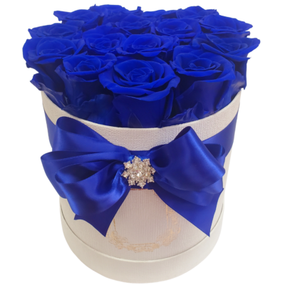 Preserved Royal Blue Roses that last a year in a box