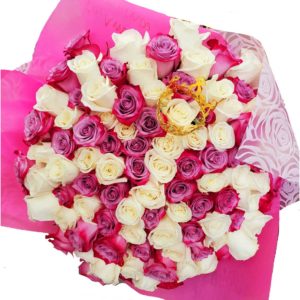 100-Roses-Queen-Hand-Bouquet-Pink-White-Roses