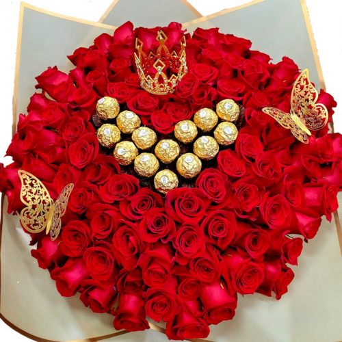 Luxurious-Flower-100-Red-Roses-Bouquet