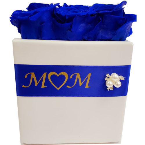 Personalized-Preserved-Blue-Roses-Cube-Box