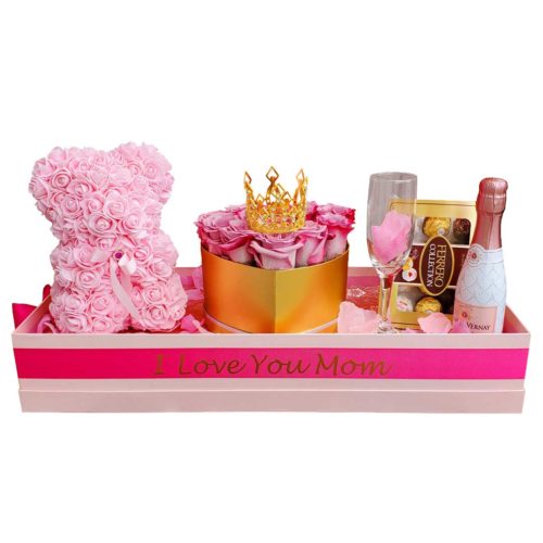 mall-Pink-Flower-Bear-with-Flowers-Champagne-and-Choclolates-Bombons