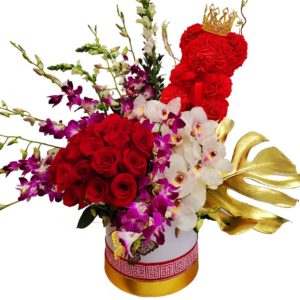 Tropical-Flowers-Arrangements-Orchids-and-Red-Roses