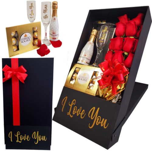 FLOWER-LUXURY-BOX-WITH-CHAMPAGNE-CHOCOLATES-AND-GLASSES