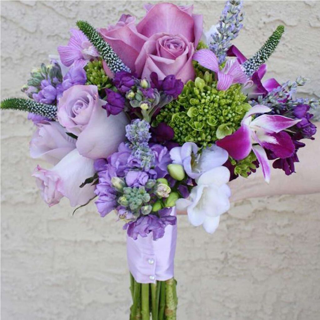 Bridal-Wedding-Bouquet-Purple,-Lavender-and-White-Roses