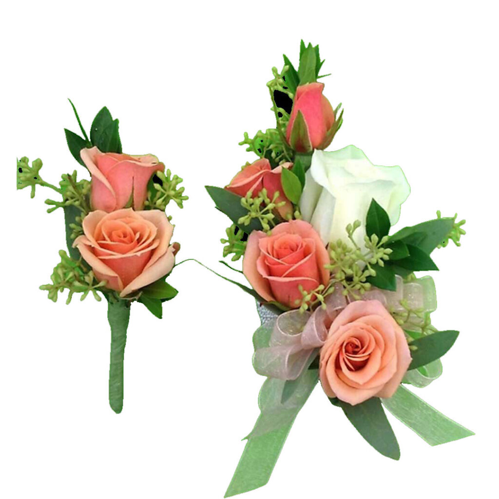 Apricot-Roses- Boutonnieres- Corsage