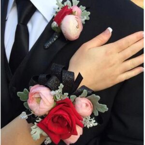 Red-Rose-and-Pink-Peony- Corsage