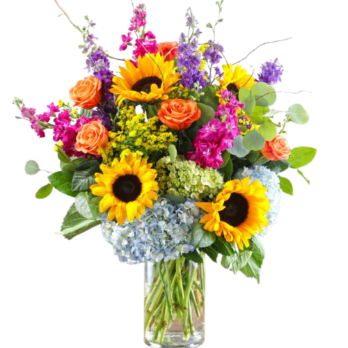 Sympathy-Flowers-Sunflowers-Hydrangeas-and-Roses