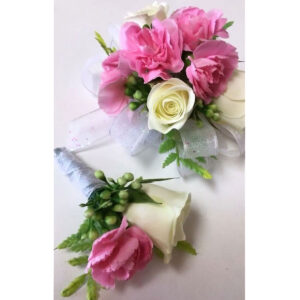 White-Roses-and-Pink-Carnation-Corsage