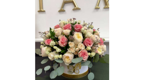 Sweet as Mom Flower Arrangement with Pink, Ivory and Spray Roses